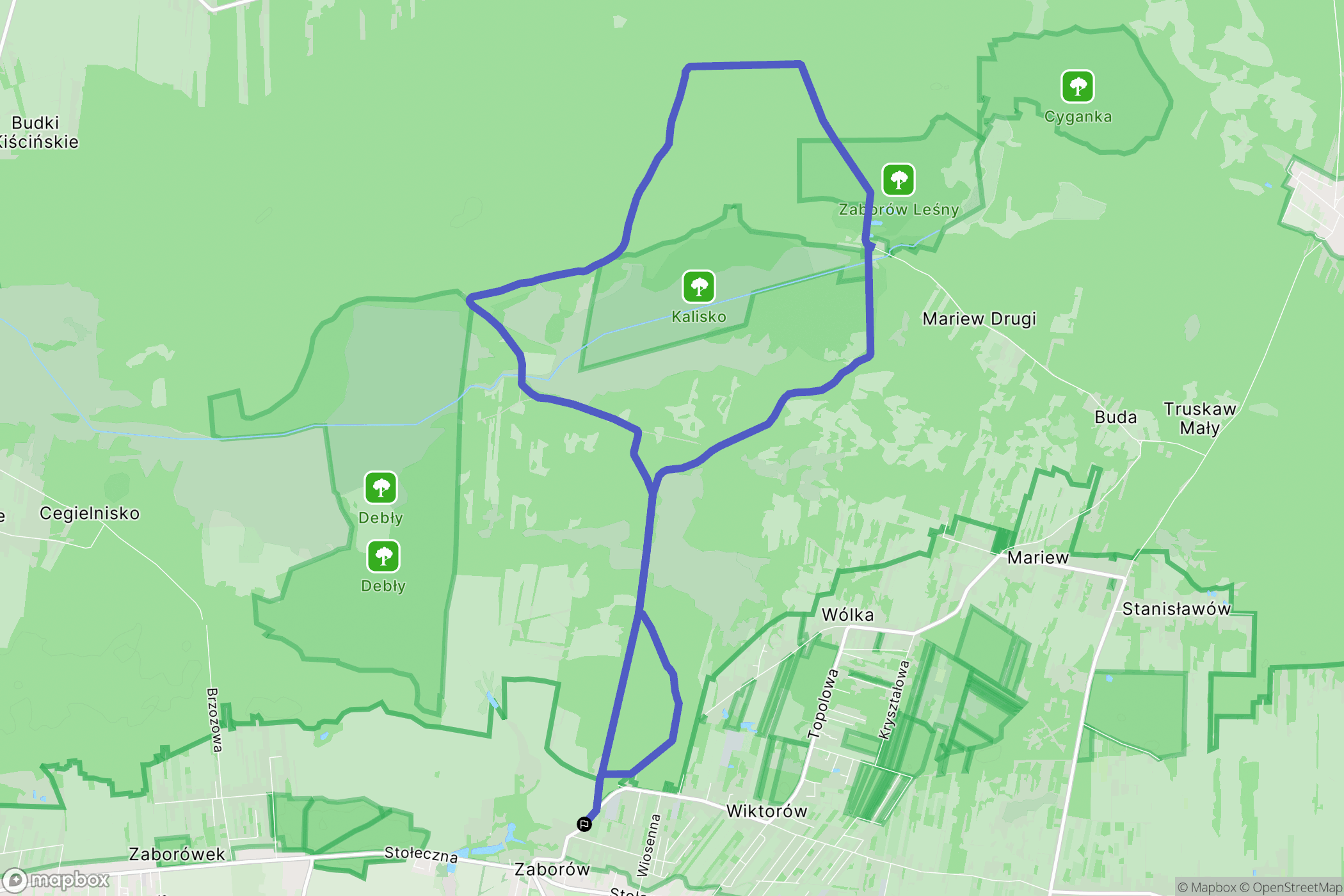 Zaborów: mapa trasy - Poland