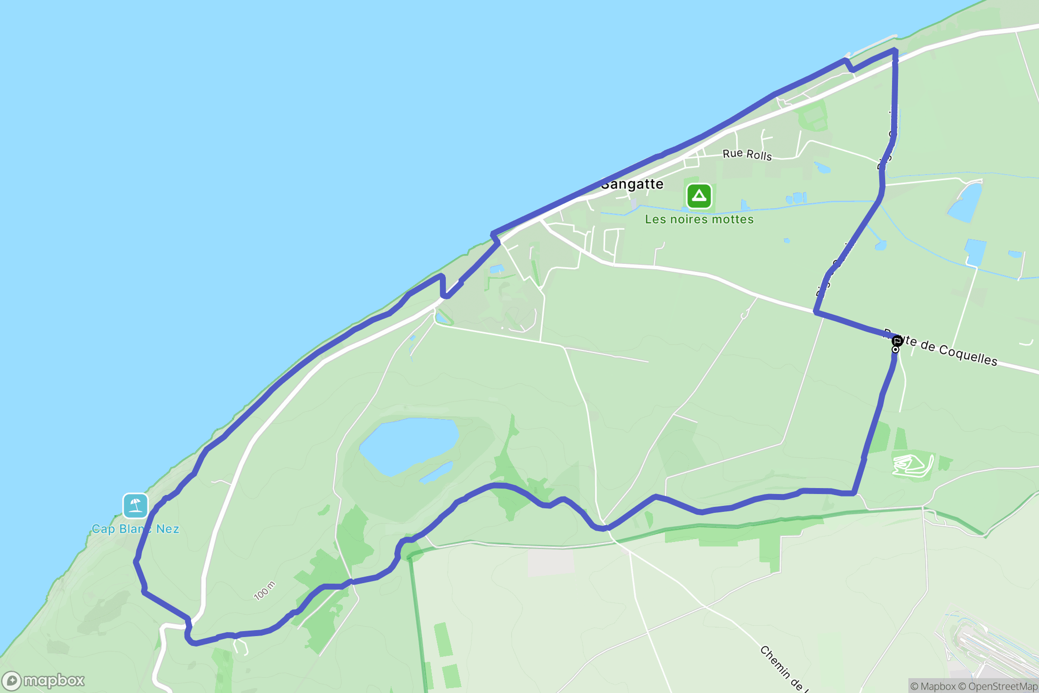 Sangatte : carte du parcours de randonnée - France