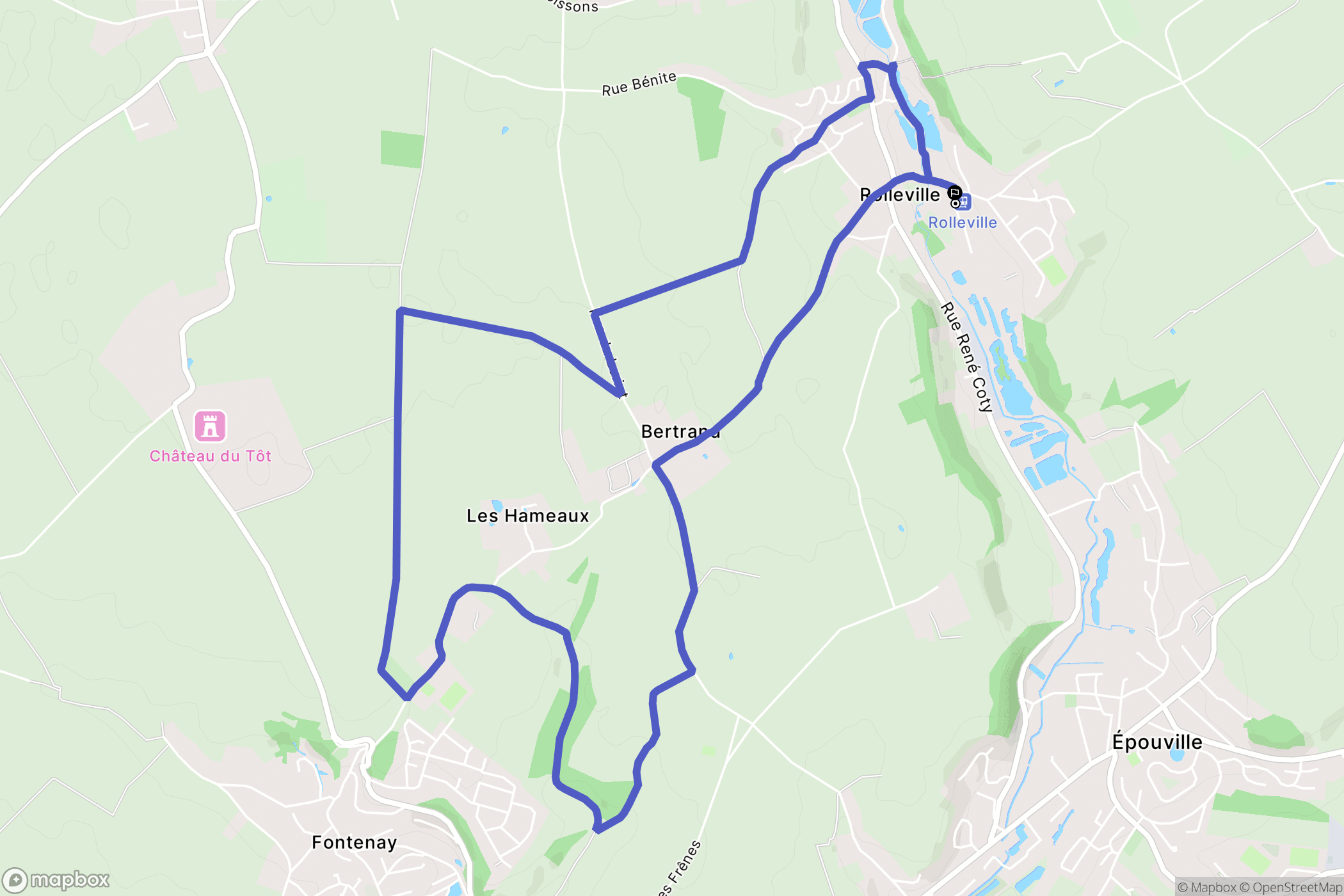 Rolleville : carte du parcours de randonnée - France