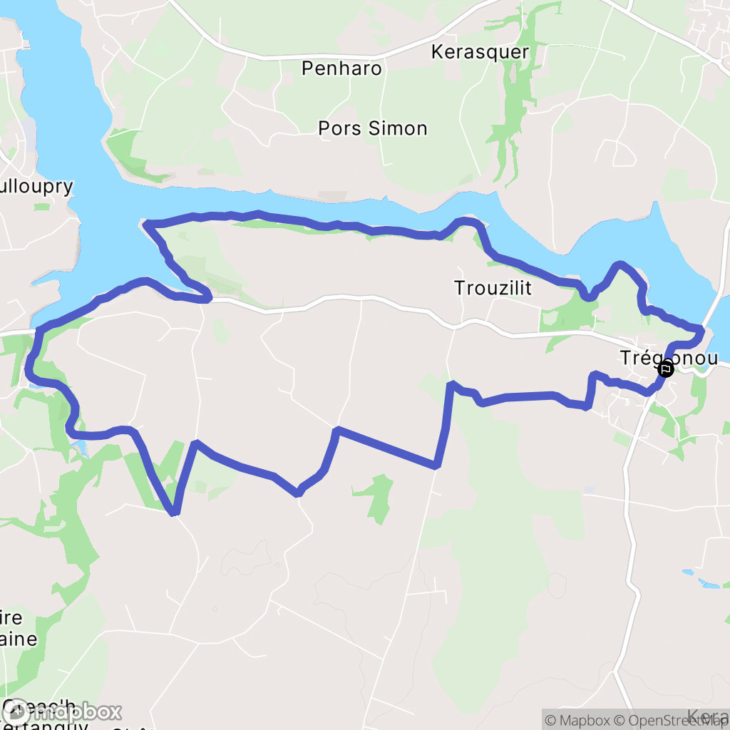 Tréglonou : carte du parcours de randonnée - France