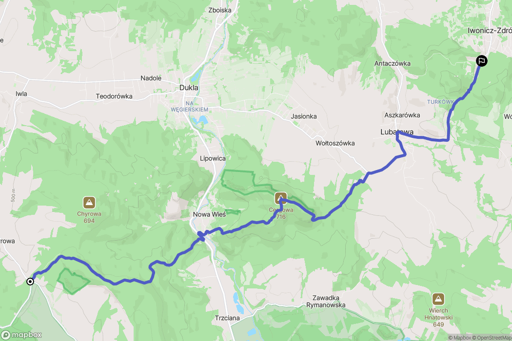 Chyrowa: mapa trasy - Poland