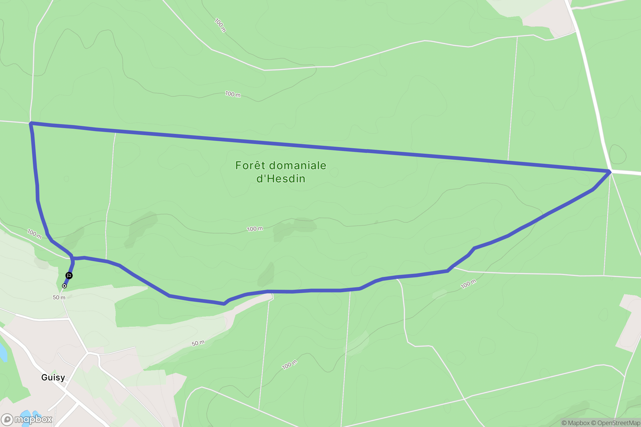 Huby-Saint-Leu : carte du parcours de randonnée - France