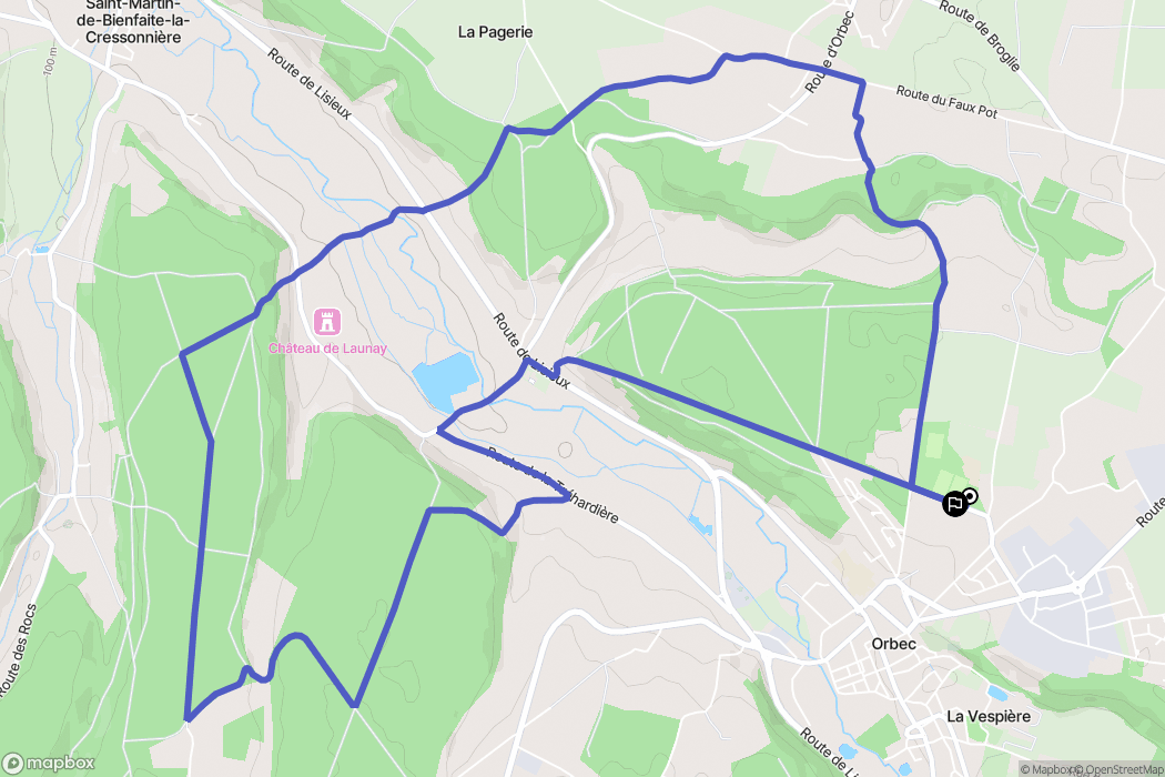 Orbec : carte du parcours de randonnée - France