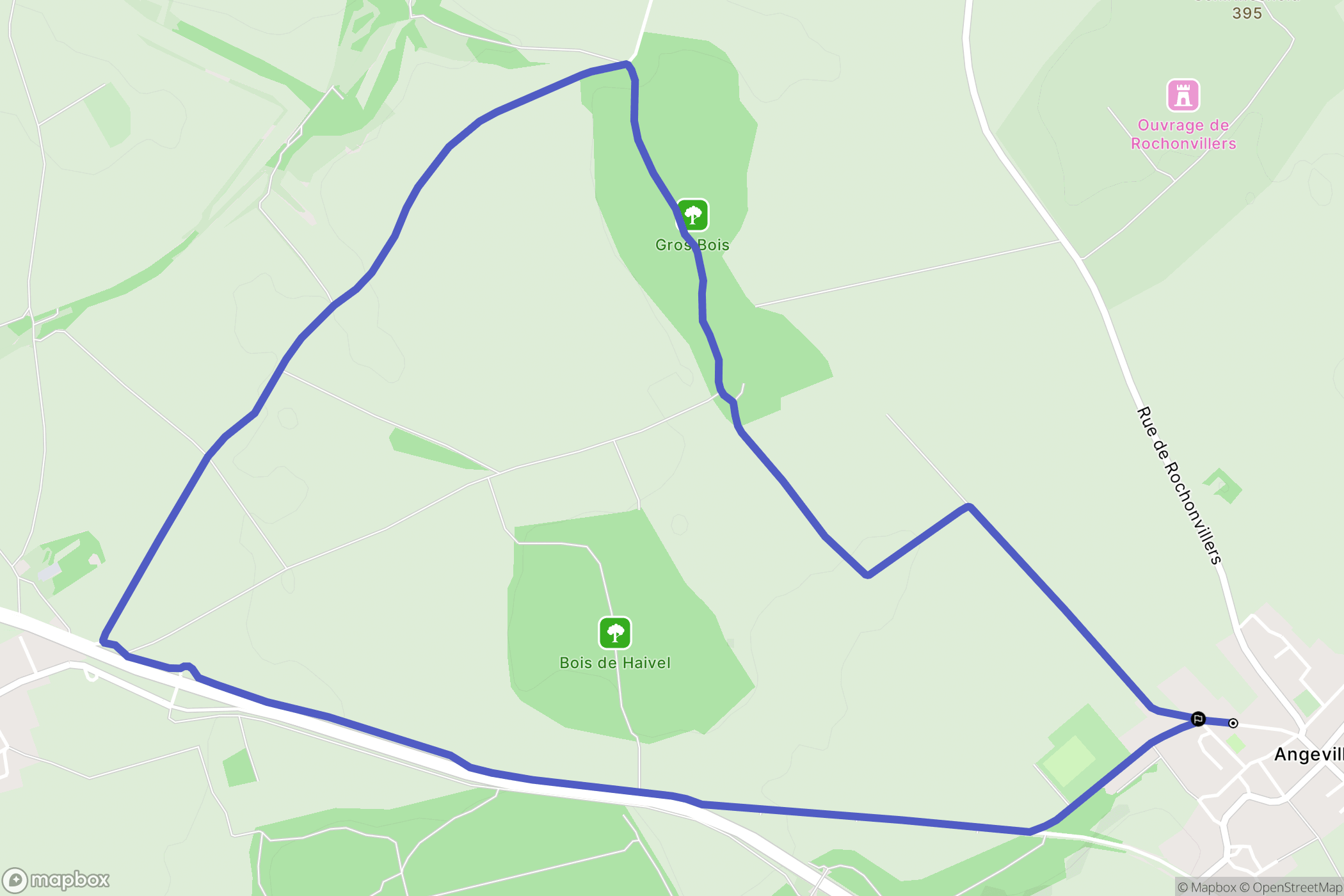Angevillers : carte du parcours de randonnée - France