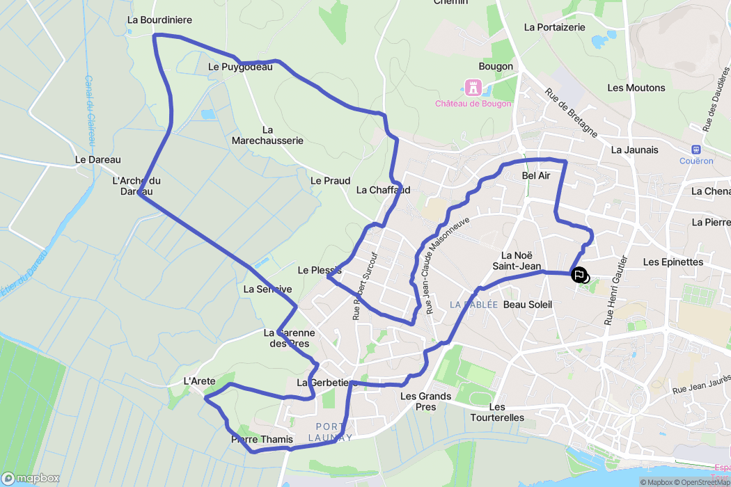 Couëron : carte du parcours de randonnée - France