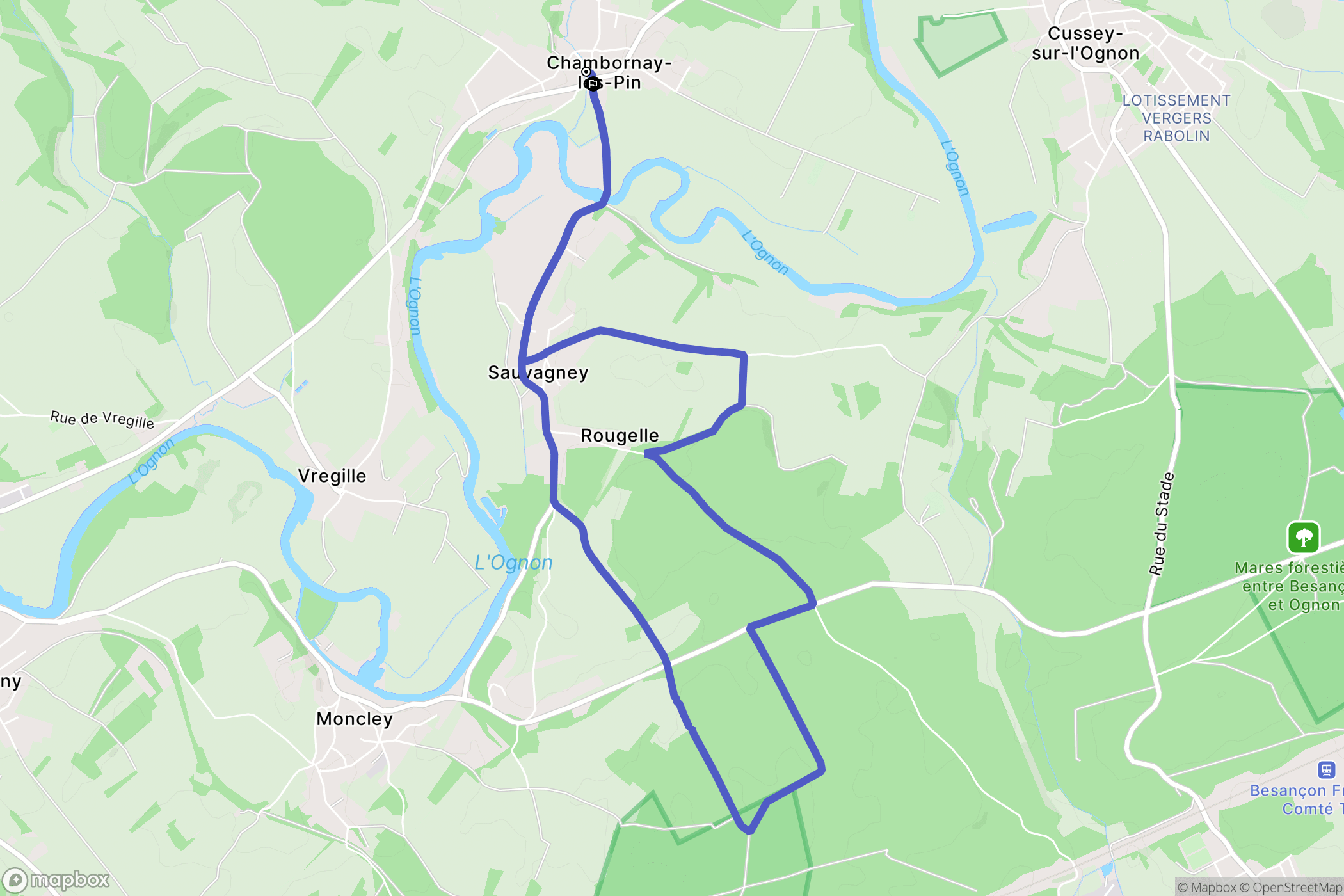 Chambornay-lès-Pin : carte du parcours de randonnée - France