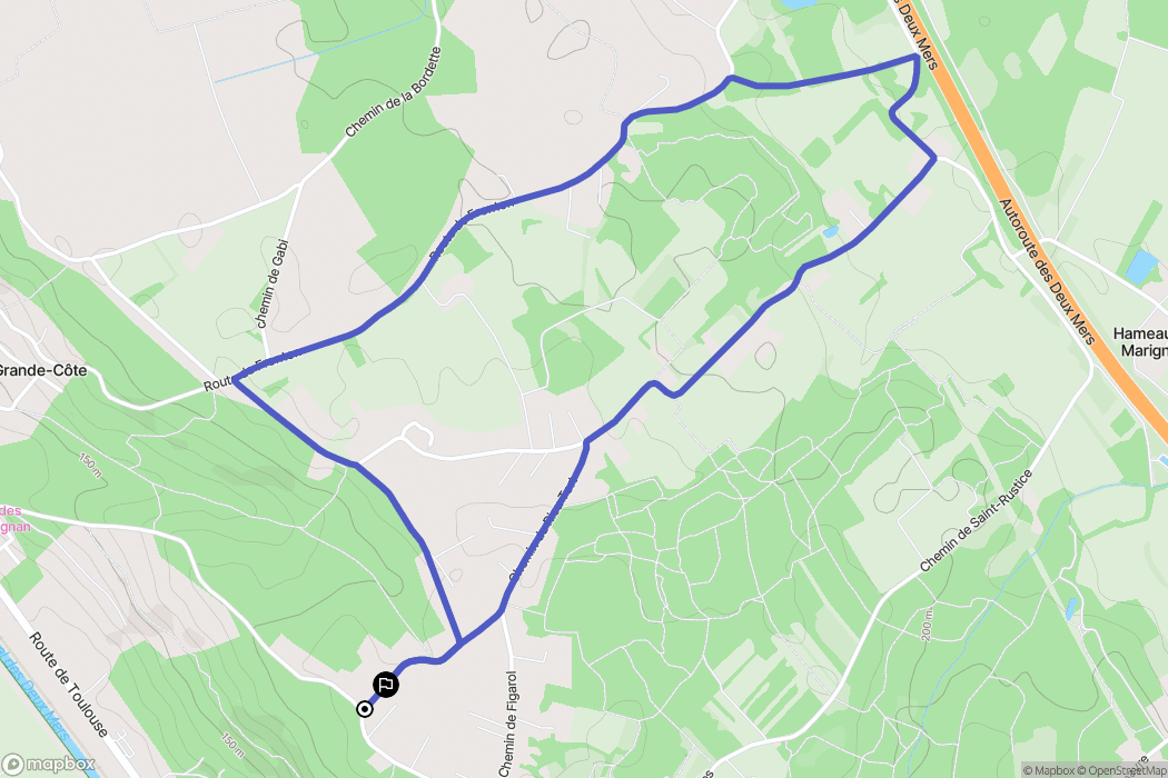 Pompignan : carte du parcours de randonnée - France