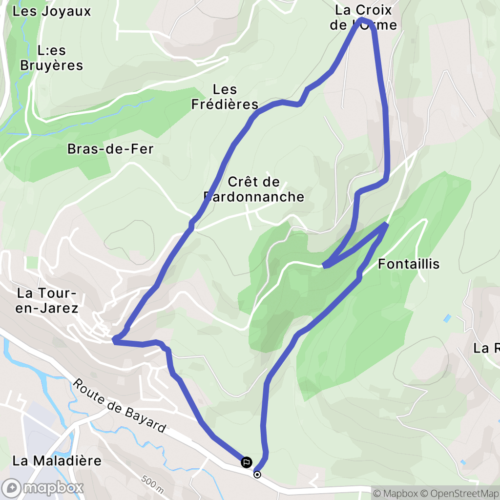 La Tour-en-Jarez : carte du parcours de randonnée - France