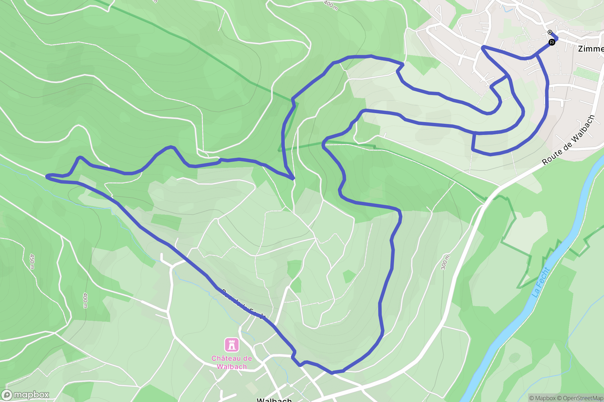 Zimmerbach : carte du parcours de randonnée - France