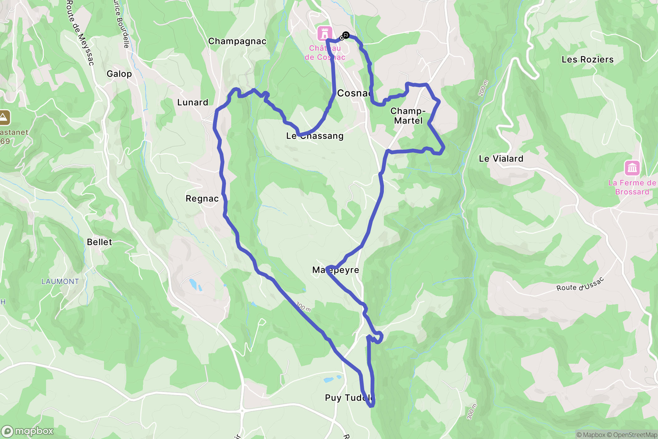 Cosnac : carte du parcours de randonnée - France