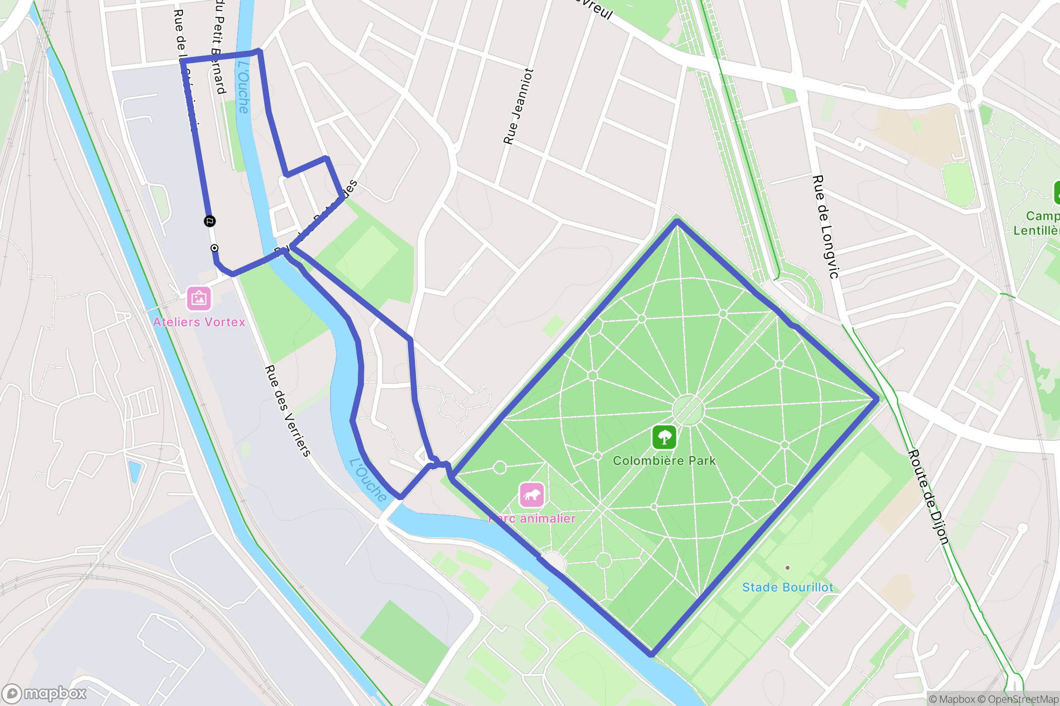 Dijon : carte du parcours de randonnée - France