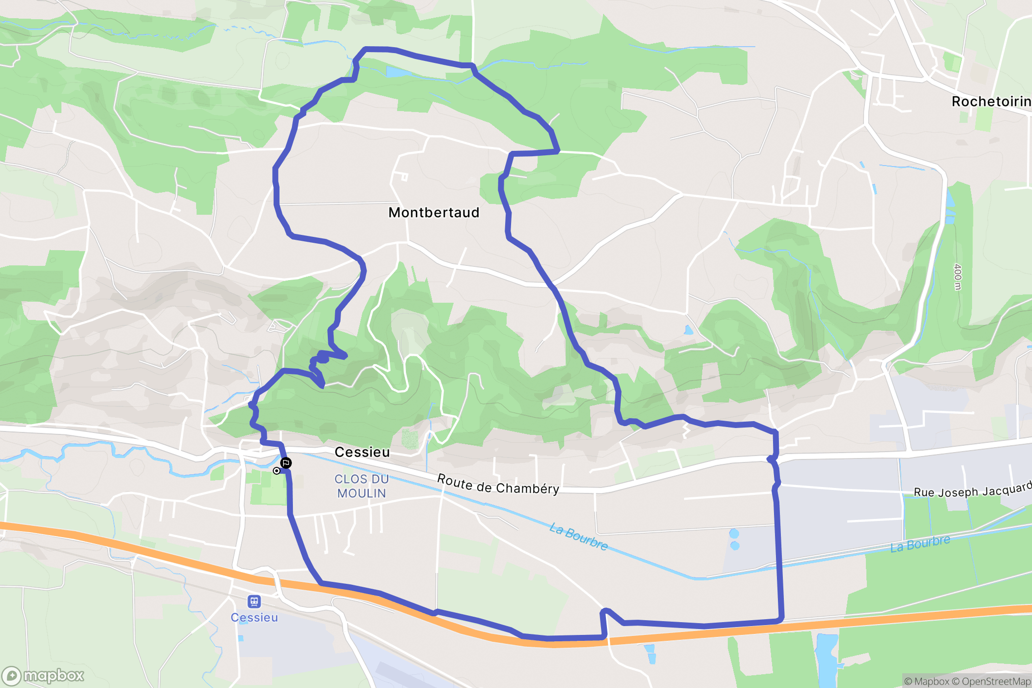 Cessieu : carte du parcours de randonnée - France