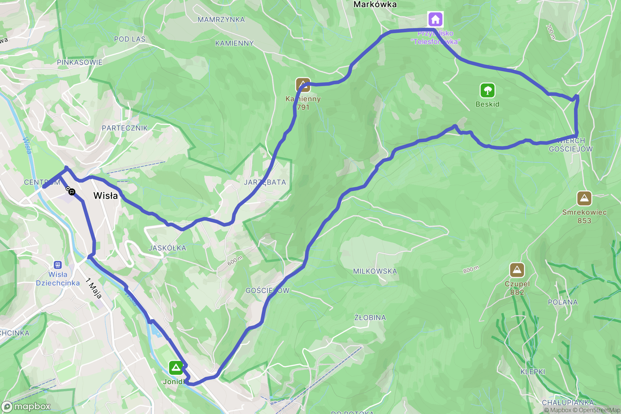 Wisła: mapa trasy - Poland
