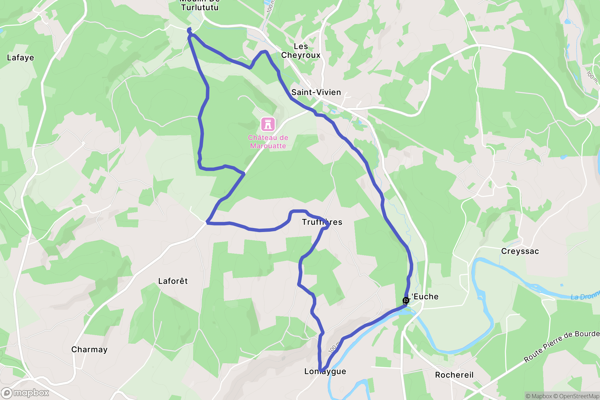 Grand-Brassac : carte du parcours de randonnée - France