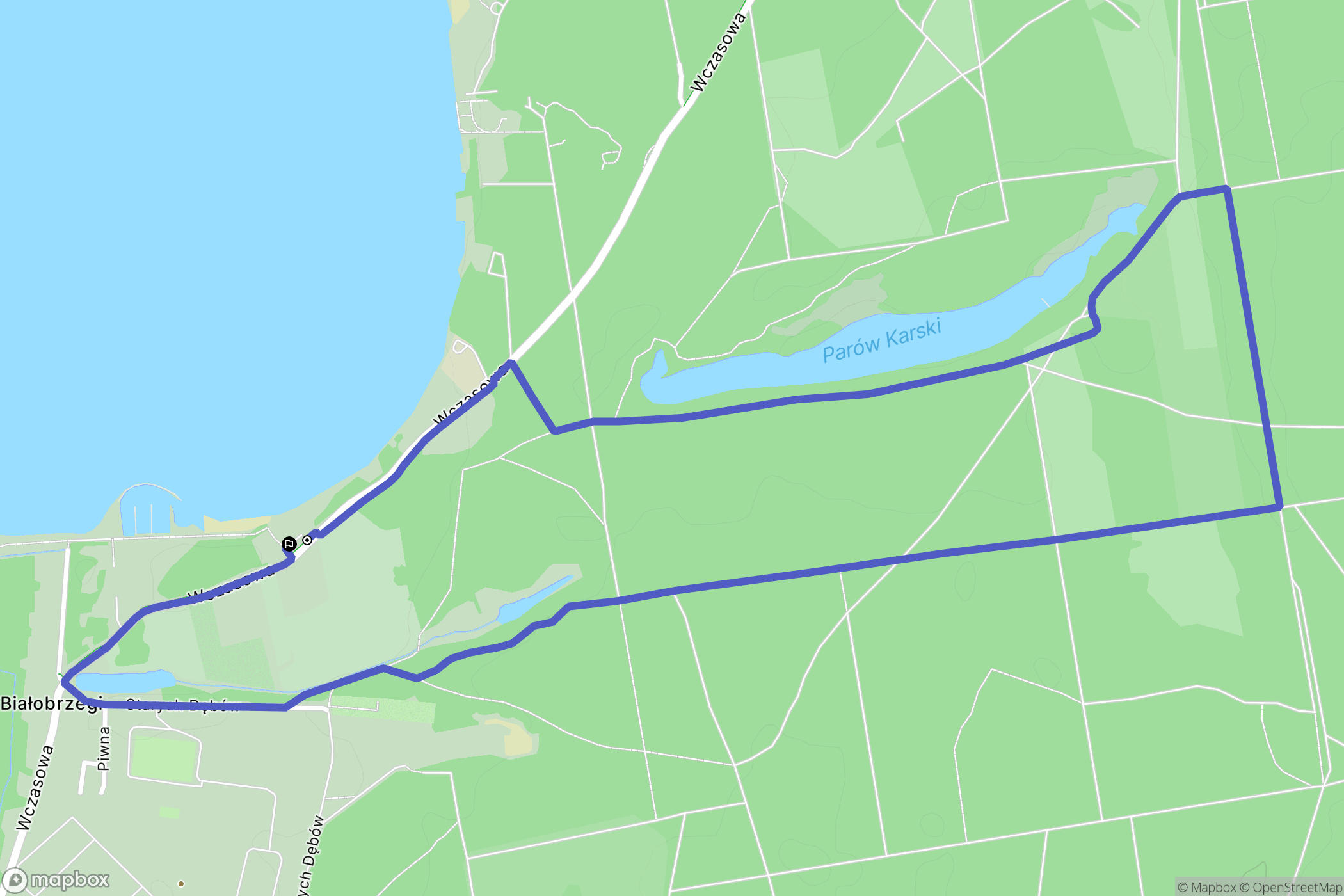 Białobrzegi: mapa trasy - Poland