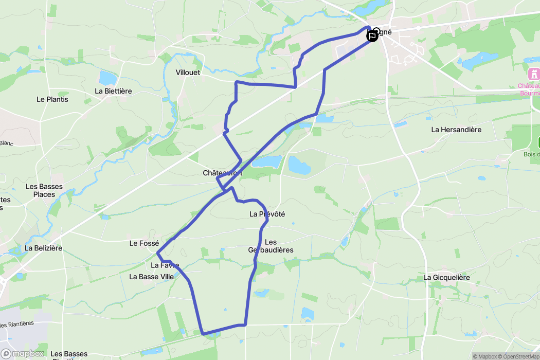 Vallons-de-l'Erdre : carte du parcours de randonnée - France