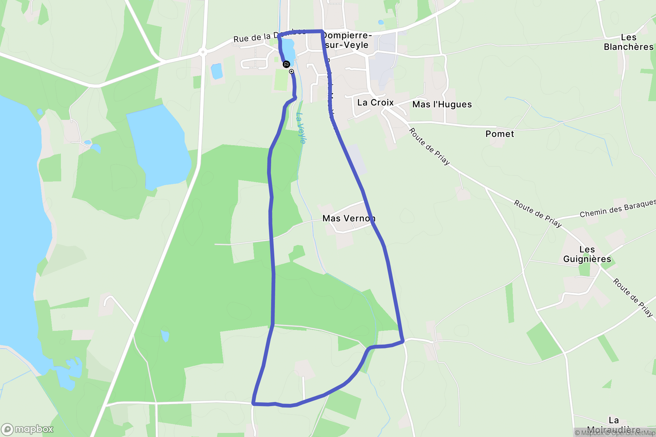 Dompierre-sur-Veyle : carte du parcours de randonnée - France