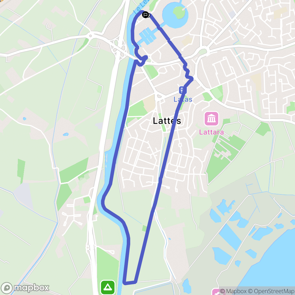 Lattes : carte du parcours de randonnée - France