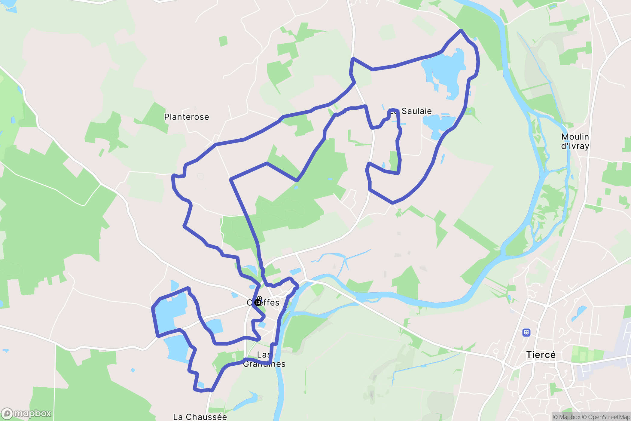 Cheffes : carte du parcours de randonnée - France