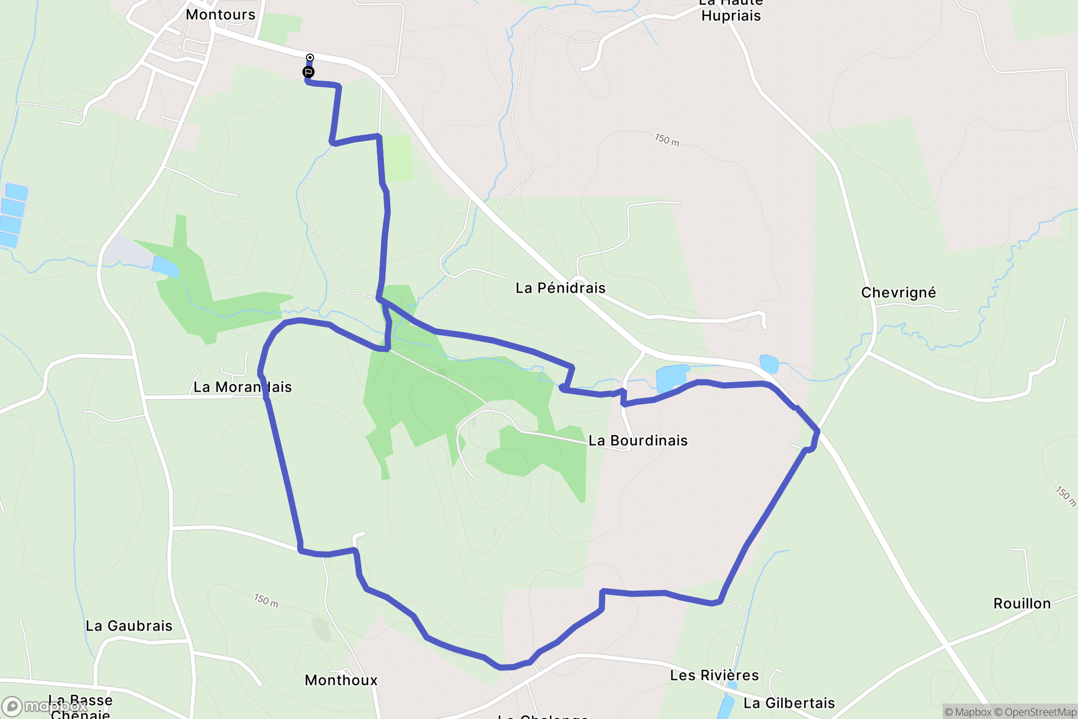 Les Portes du Coglais : carte du parcours de randonnée - France
