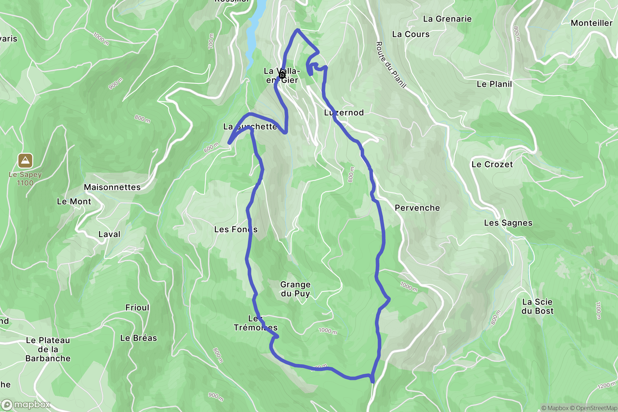 La Valla-en-Gier : carte du parcours de randonnée - France