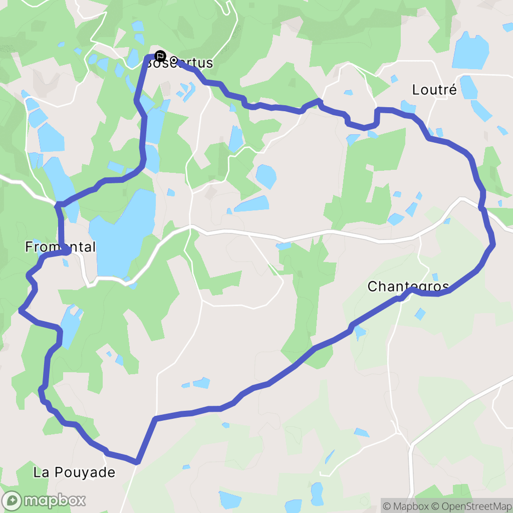 Cieux : carte du parcours de randonnée - France