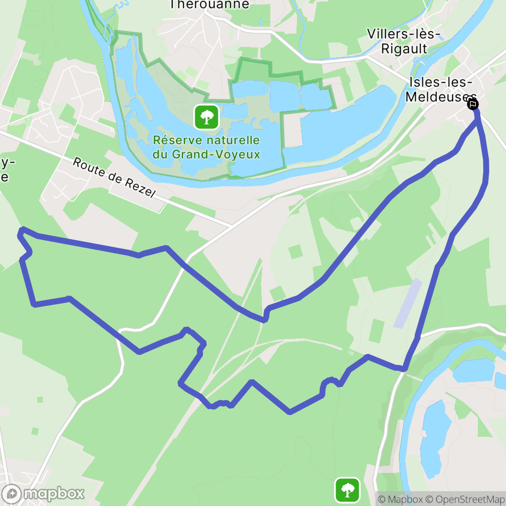 Isles-les-Meldeuses : carte du parcours de randonnée - France