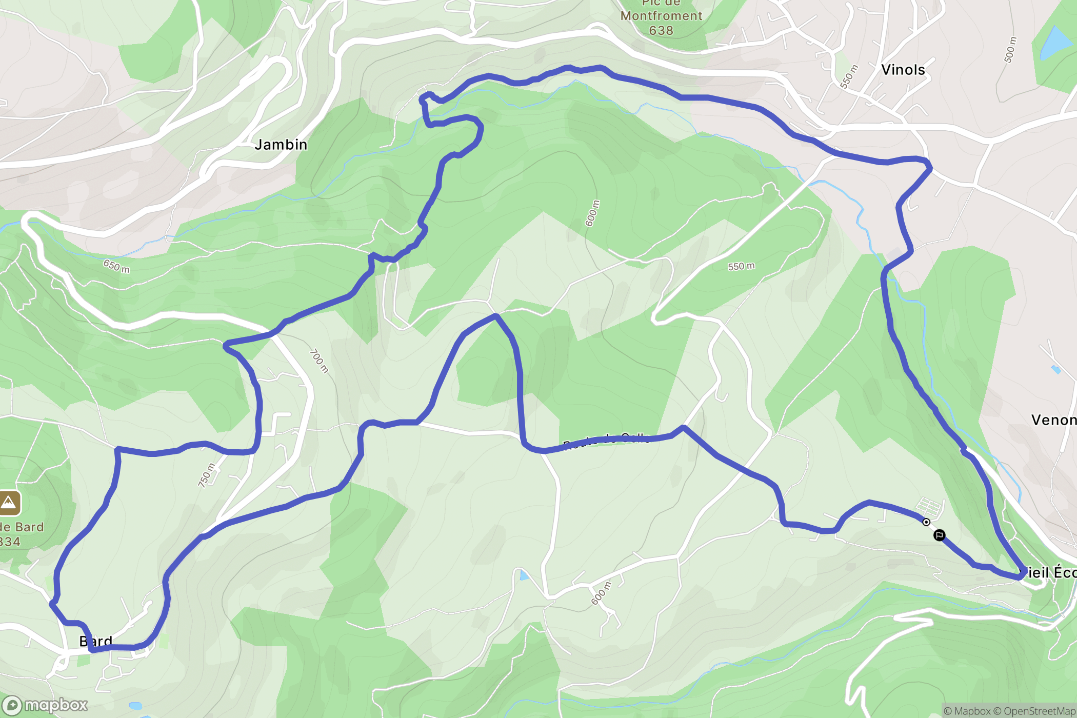 Écotay-l'Olme : carte du parcours de randonnée - France