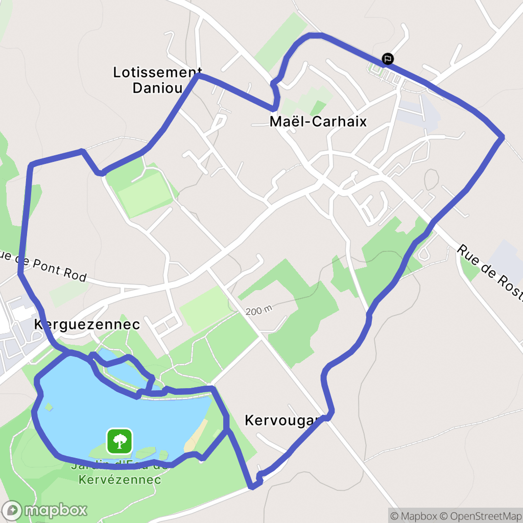Maël-Carhaix : carte du parcours de randonnée - France