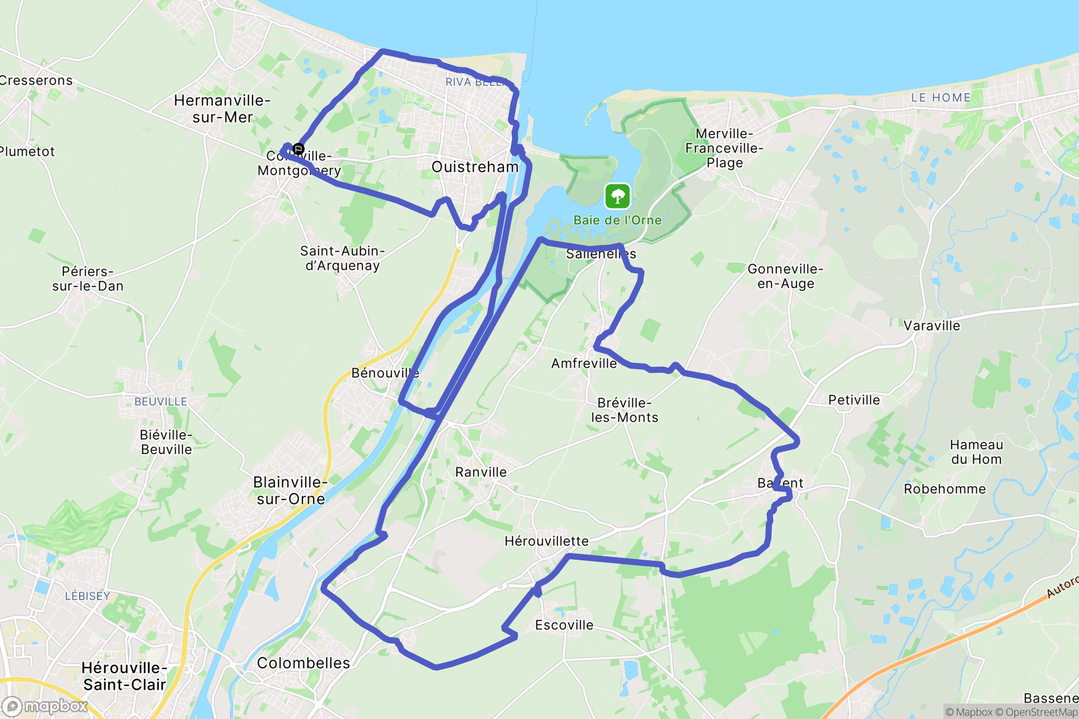 Ouistreham : carte du parcours de randonnée - France