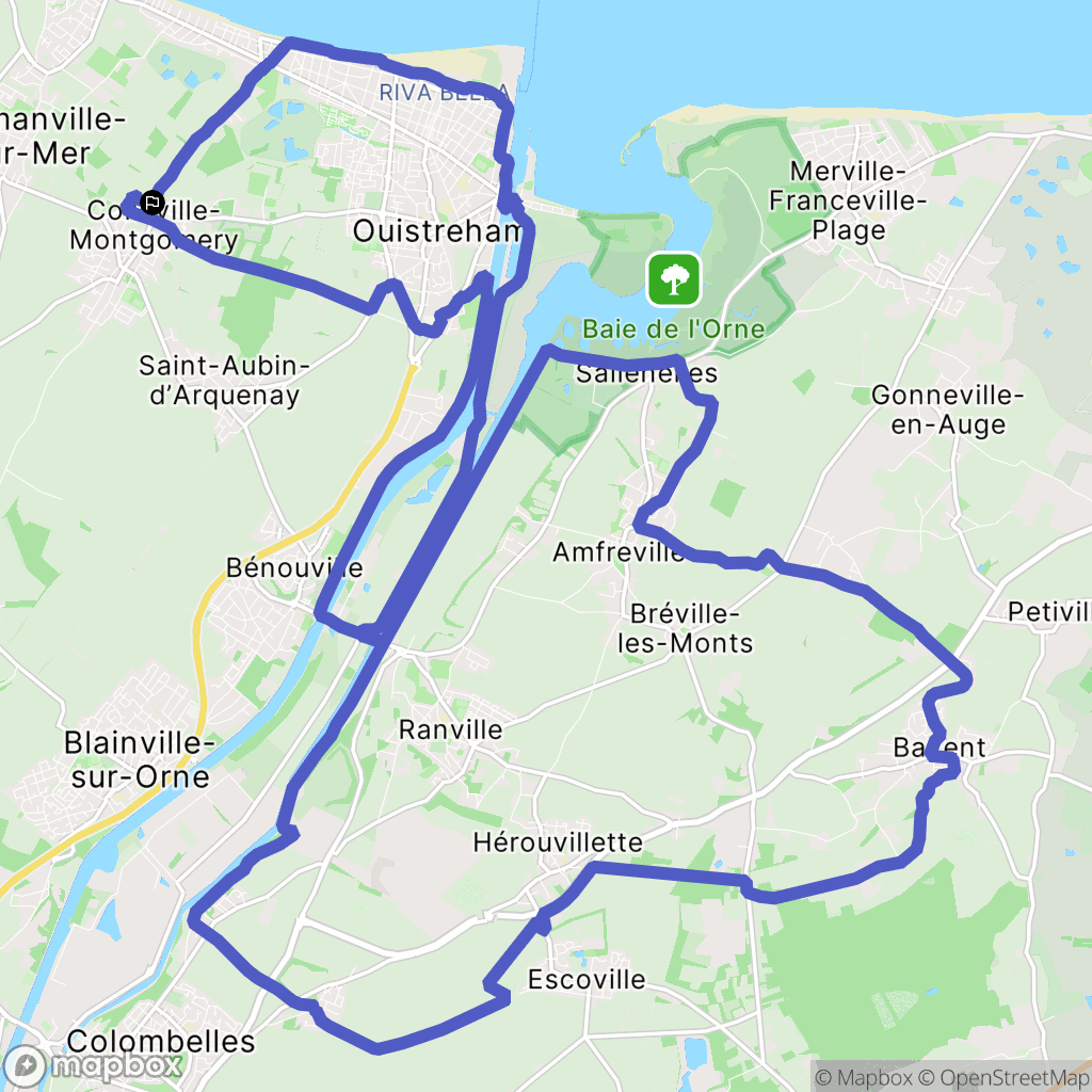 Ouistreham : carte du parcours de randonnée - France