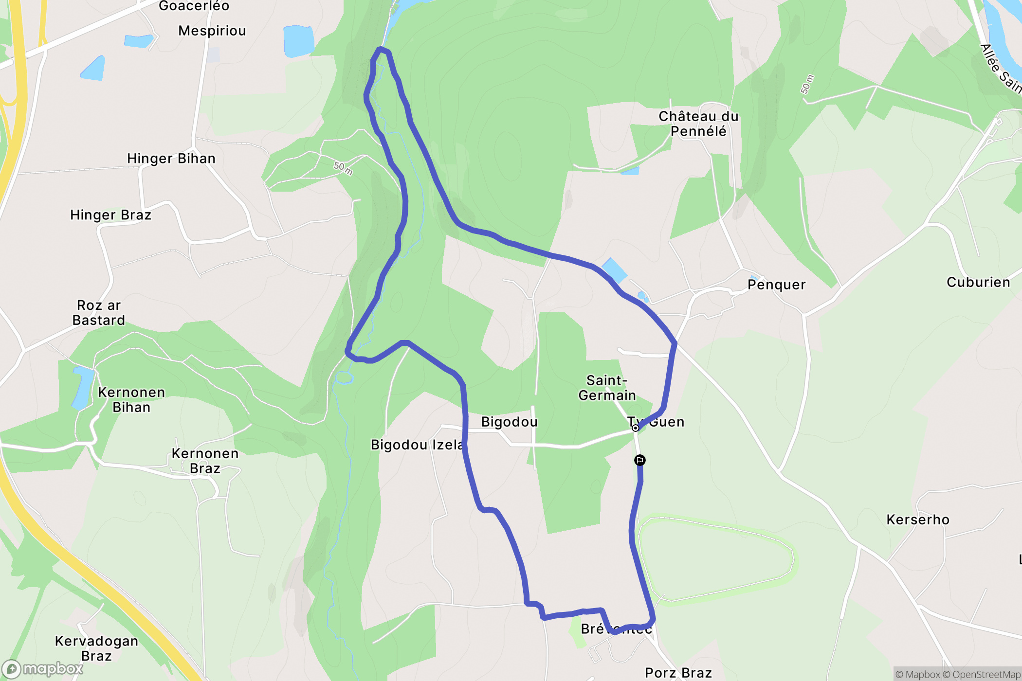Saint-Martin-des-Champs : carte du parcours de randonnée - France