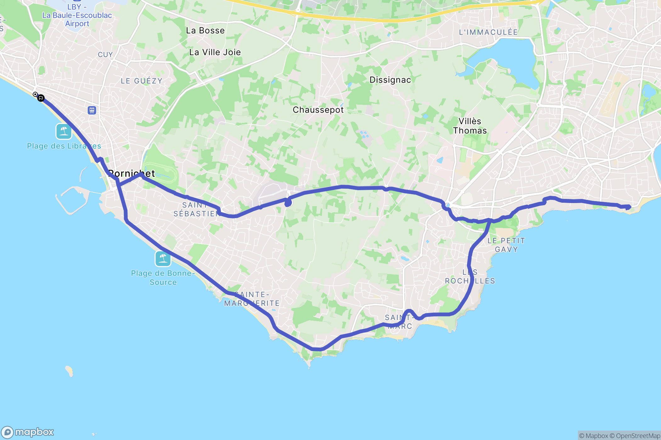 Pornichet : carte du parcours de randonnée - France