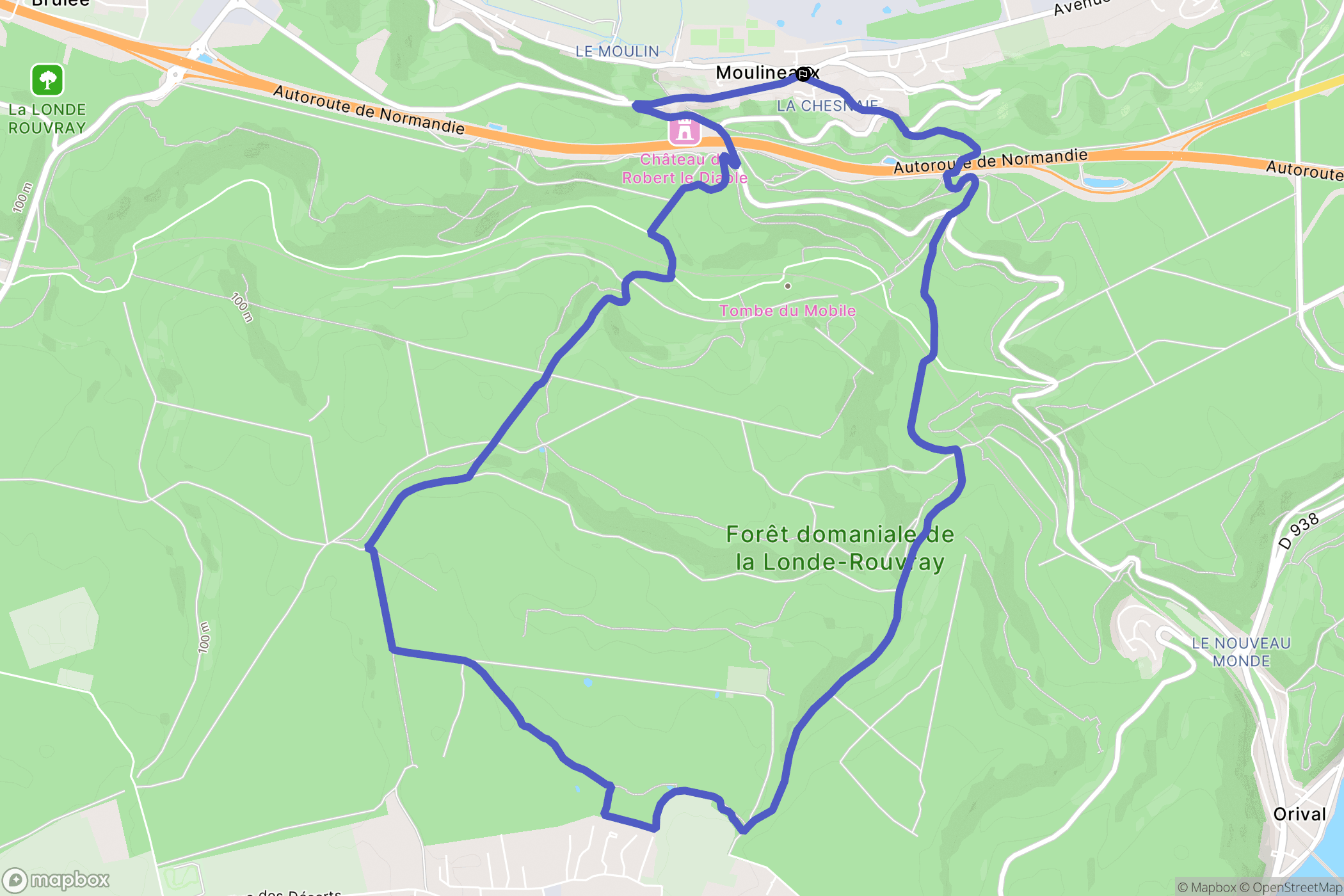 Moulineaux : carte du parcours de randonnée - France