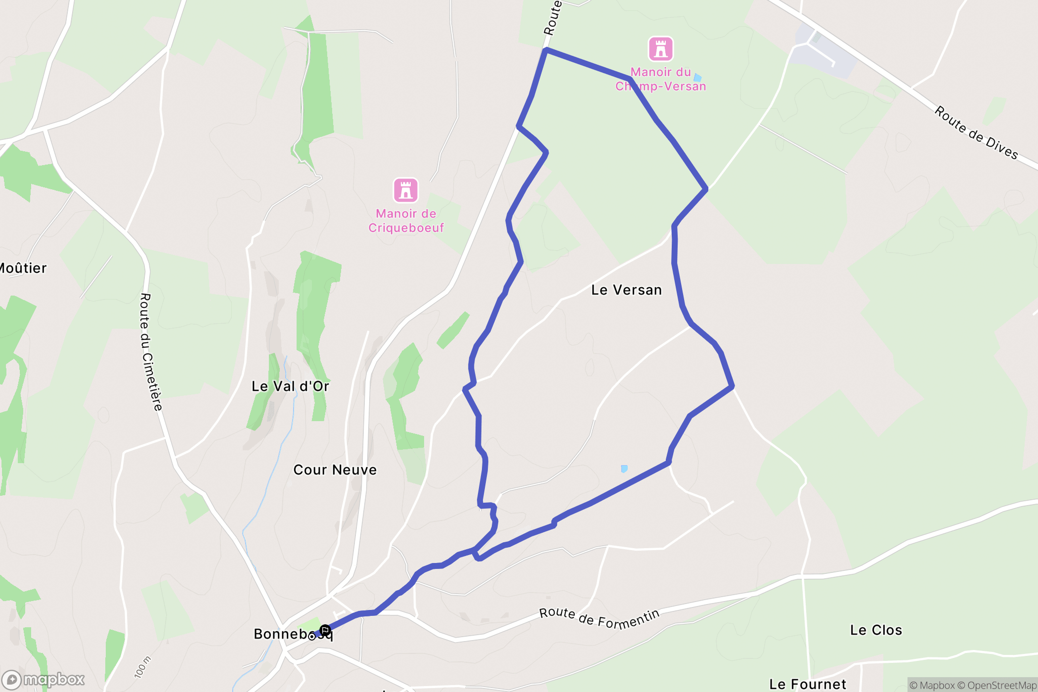 Bonnebosq : carte du parcours de randonnée - France