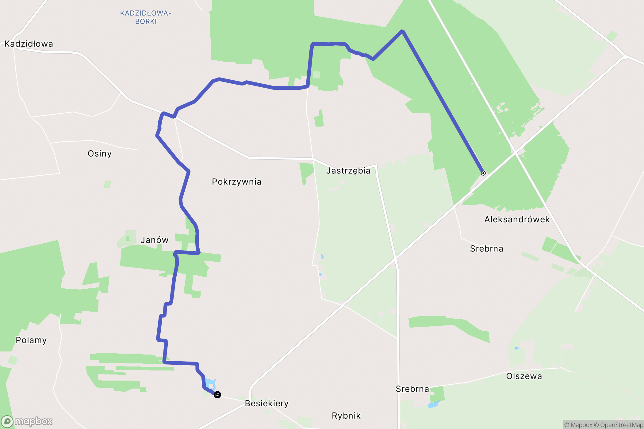 Srebrna: mapa trasy - Poland