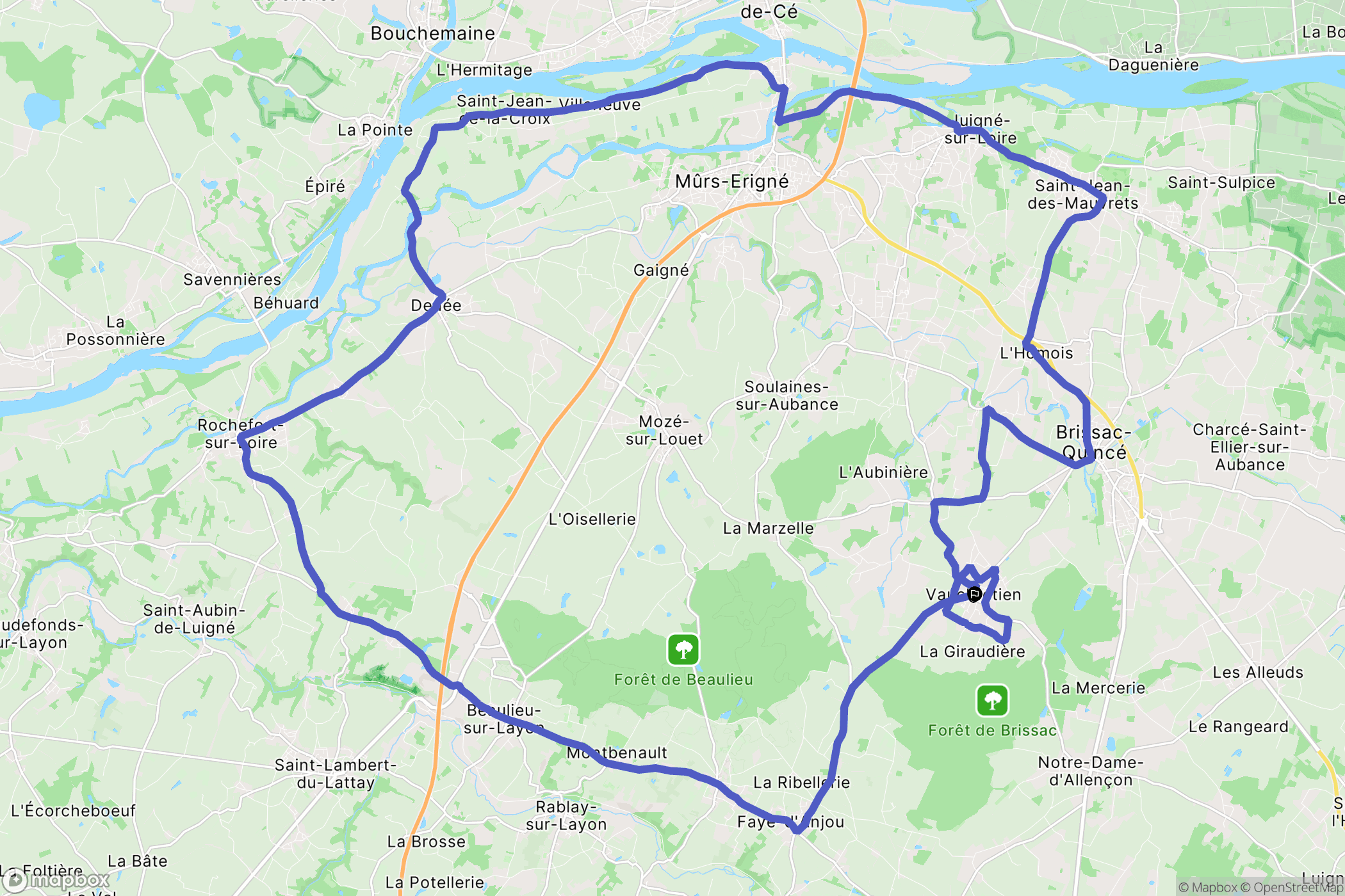 Brissac Loire Aubance : carte du parcours de randonnée - France