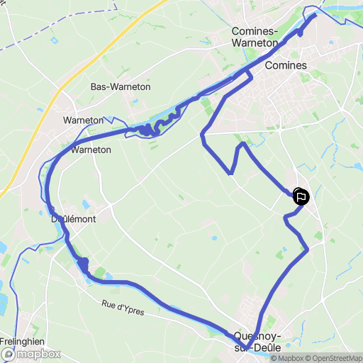 Comines : carte du parcours de randonnée - France