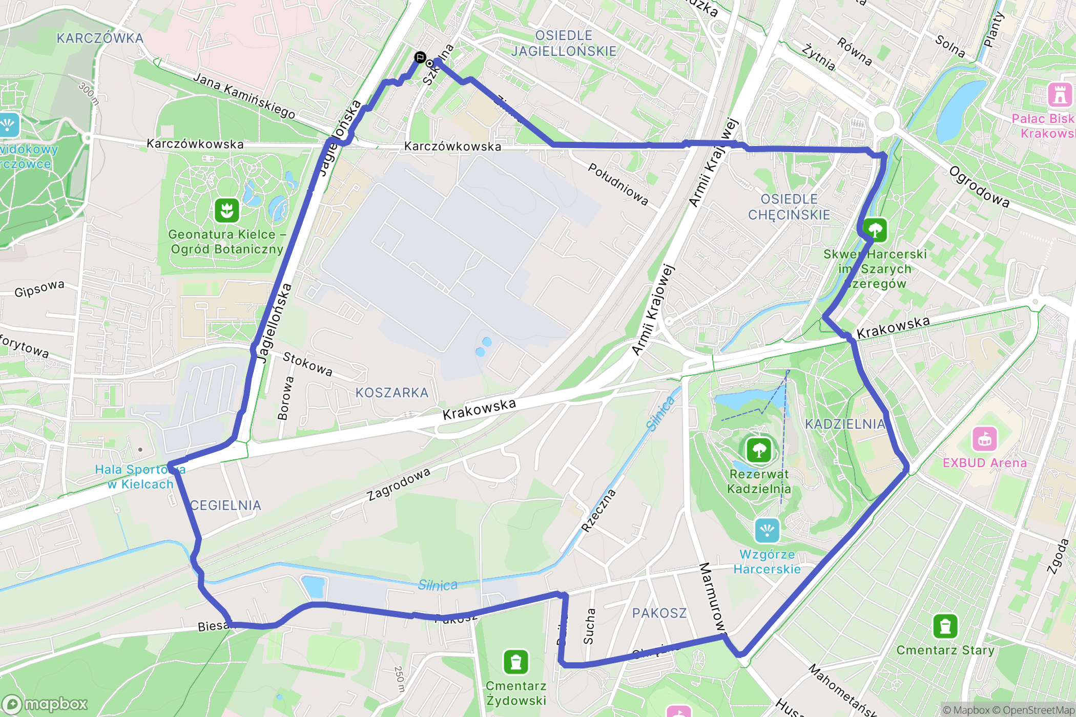 Kielce: mapa trasy - Poland