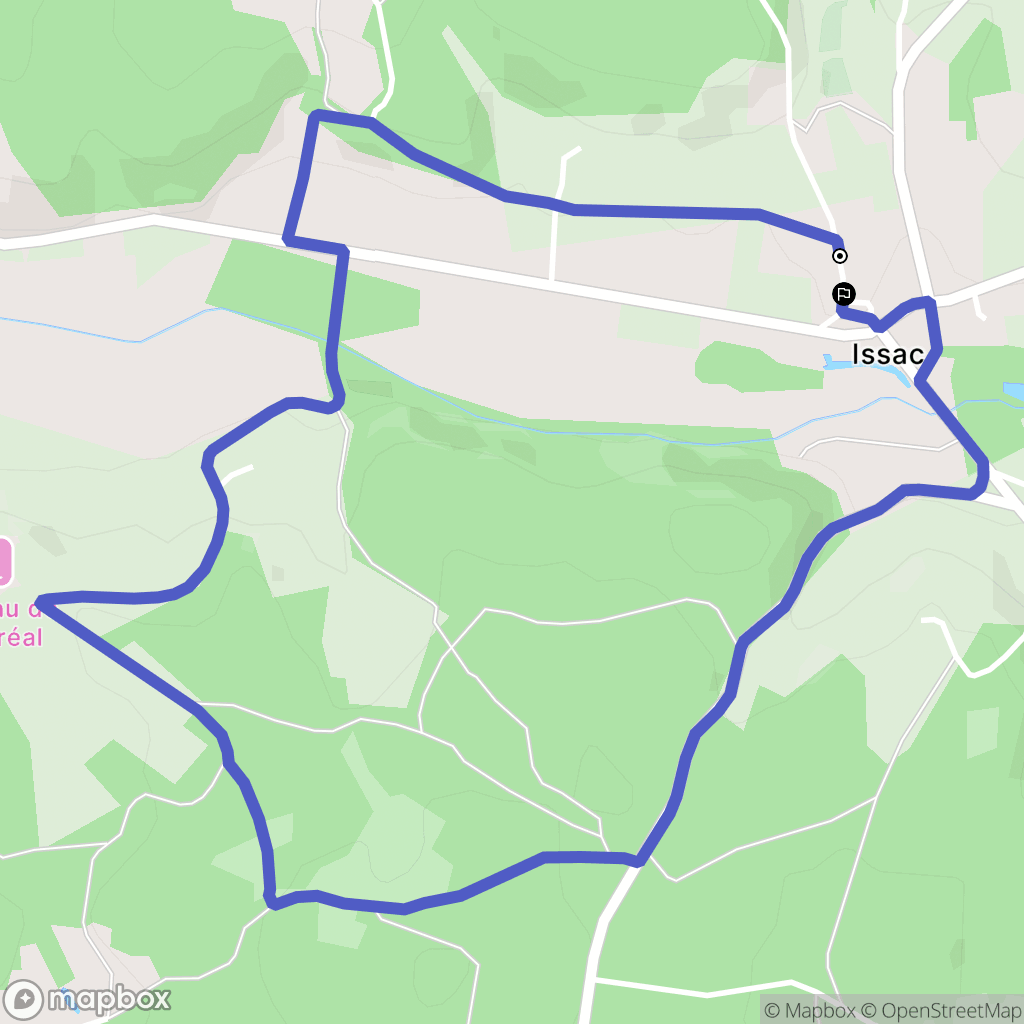 Issac : carte du parcours de randonnée - France