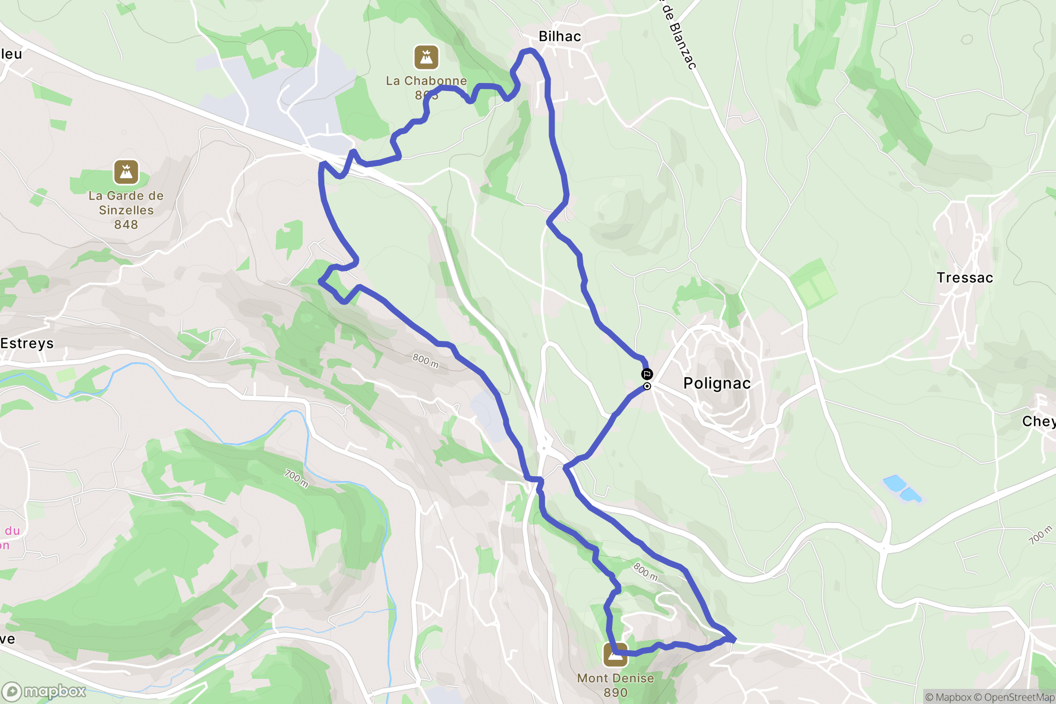 Polignac : carte du parcours de randonnée - France