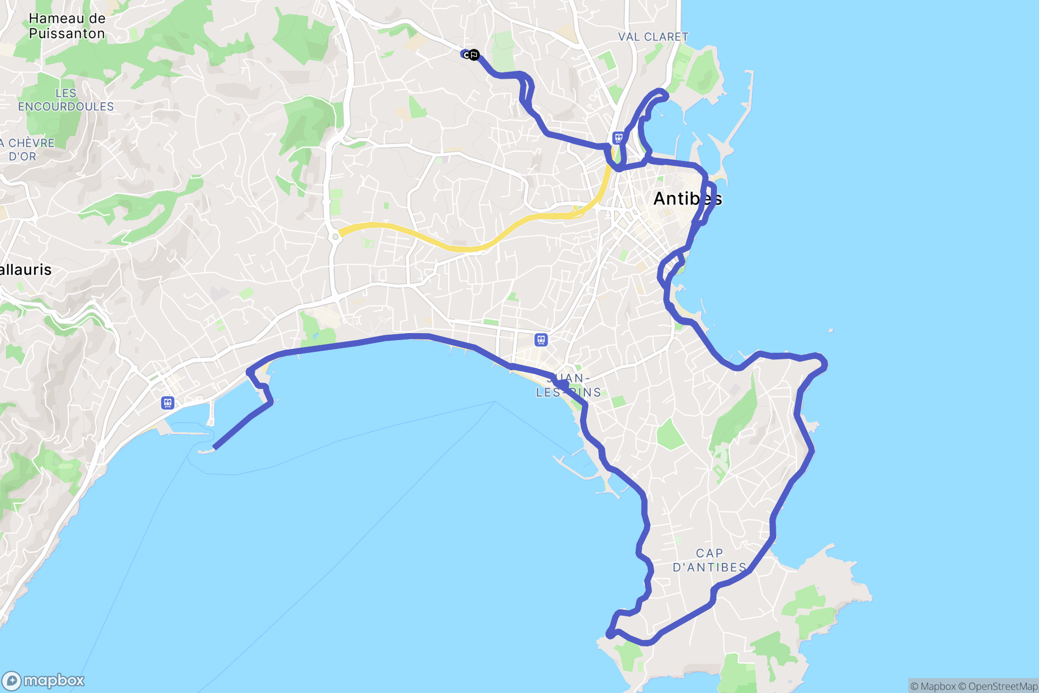 Antibes : carte du parcours de randonnée - France