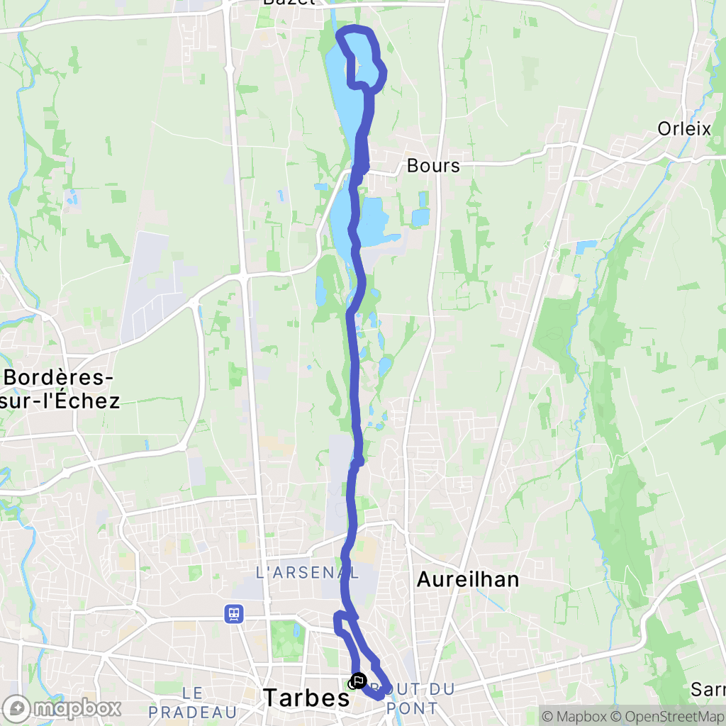 Tarbes : carte du parcours de randonnée - France
