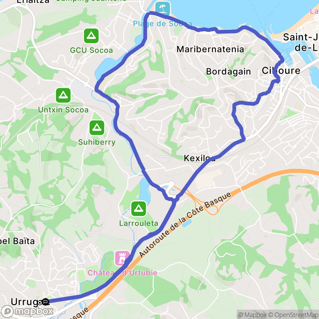 Urrugne : carte du parcours de randonnée - France