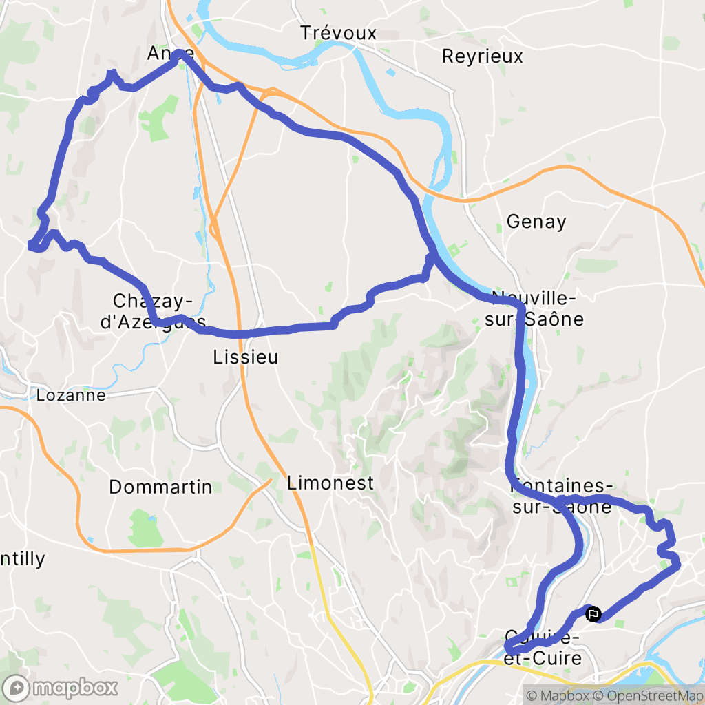 Caluire-et-Cuire : carte du parcours de randonnée - France