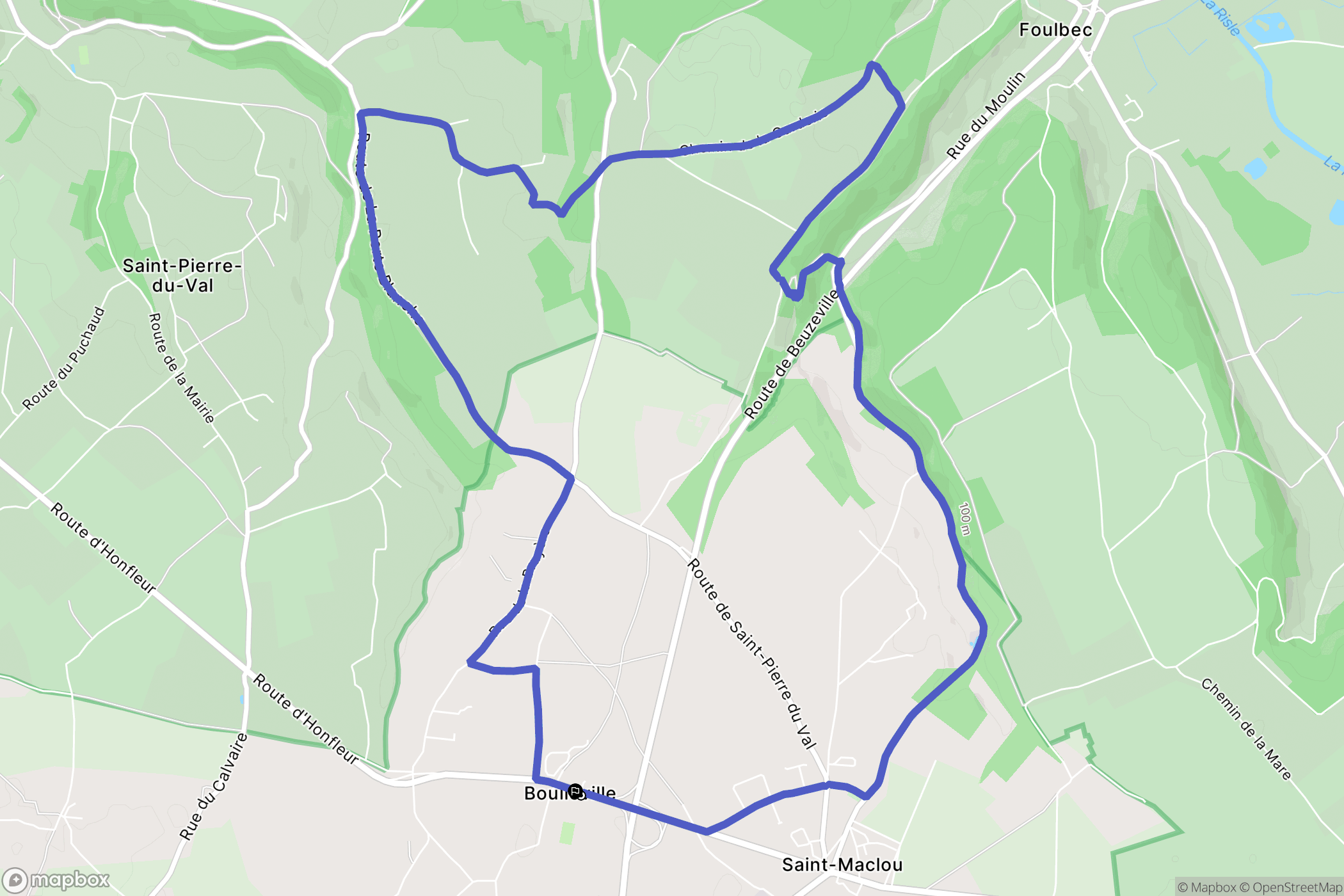 Boulleville : carte du parcours de randonnée - France