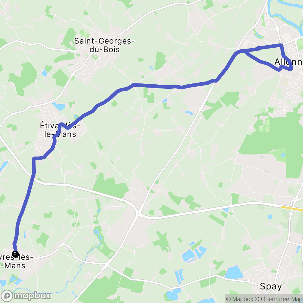 Voivres-lès-le-Mans : carte du parcours de randonnée - France