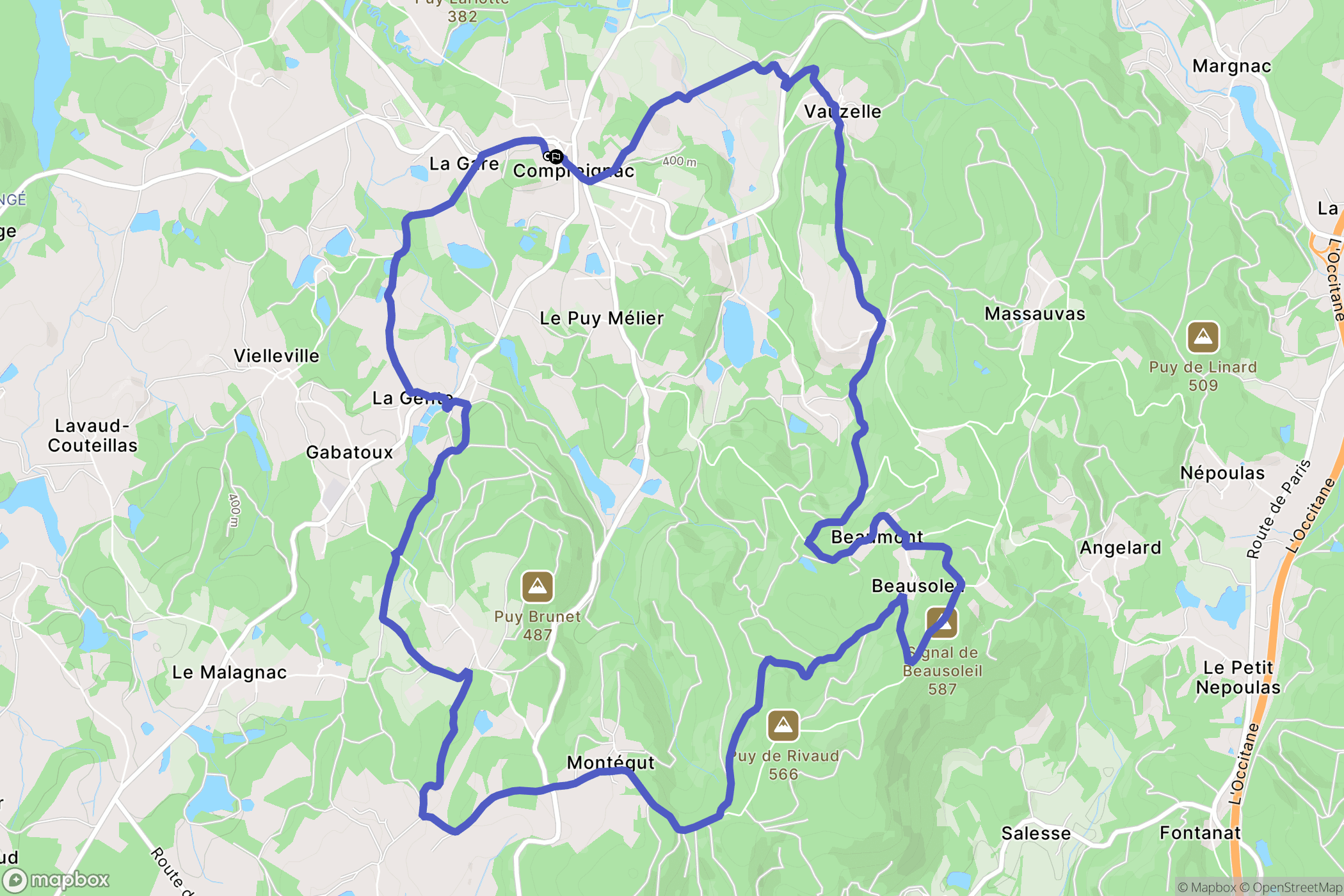 Compreignac : carte du parcours de randonnée - France