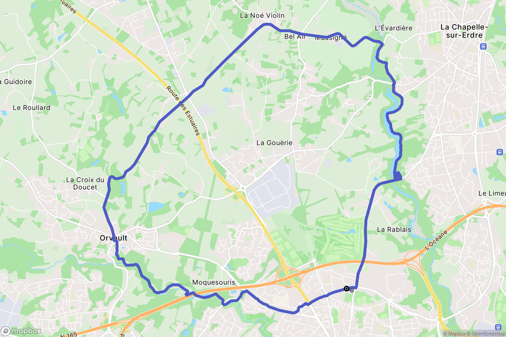 Nantes : carte du parcours de randonnée - France