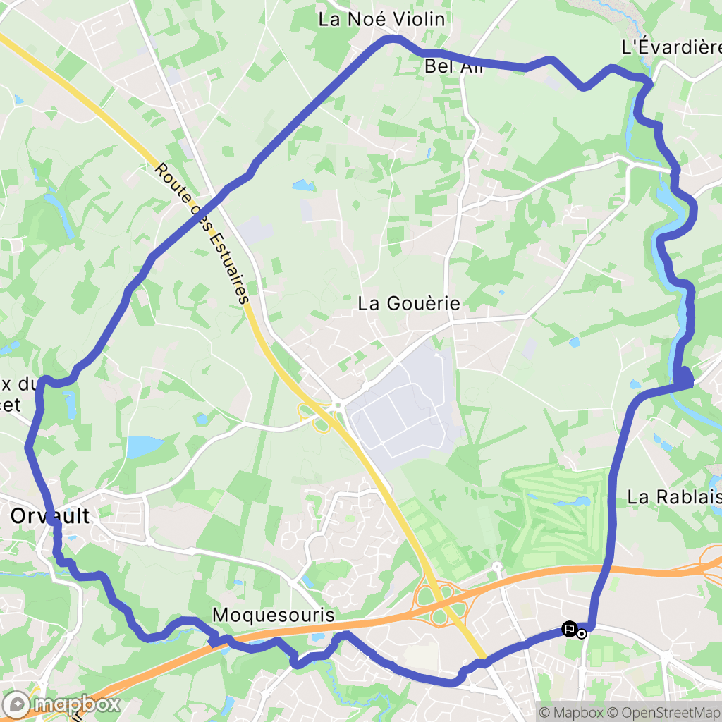 Nantes : carte du parcours de randonnée - France
